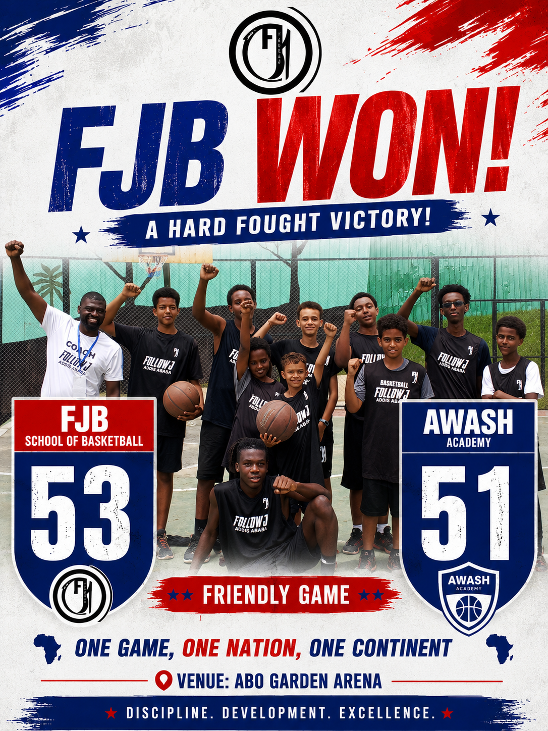FJB U16 won vs Awash Academy